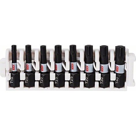 Bosch – Lot de 8 embouts de vissage Torx 25mm – T15, T20, T25, T30, T40 – Pour visseuse à impact – Vissage rapide en série (1/10)