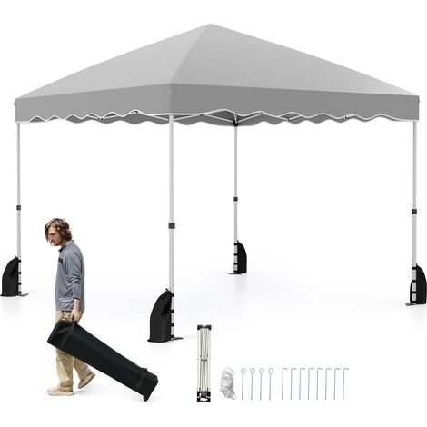 COSTWAY 300 x 300 cm Pop up Canopy Tent Portable Foldable Patio Shelter-Gray (1/5)