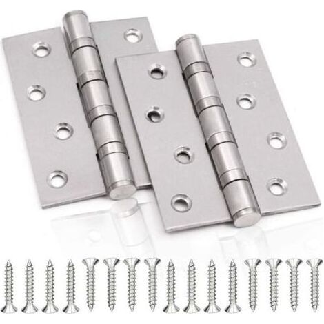 Charnière de Porte en Inox,2 Pcs Charnières De Porte Charnières Pliables Charnières Inox Épaisseur 3mm Paumelle,pour Portes massives intérieur (Silver,10075mm) (1/5)