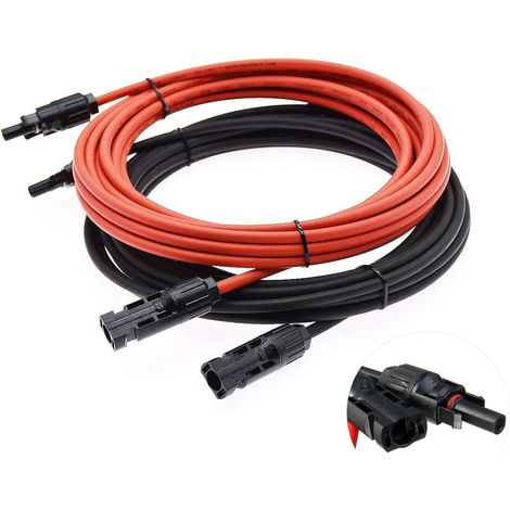 Câble de rallonge - Câble solaire - Rouge/noir - 4mm² - Avec connecteur solaire monté ( 5 m)