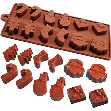 Eosnow Moule de Noël en silicone pour chocolat, cuisson antiadhésive