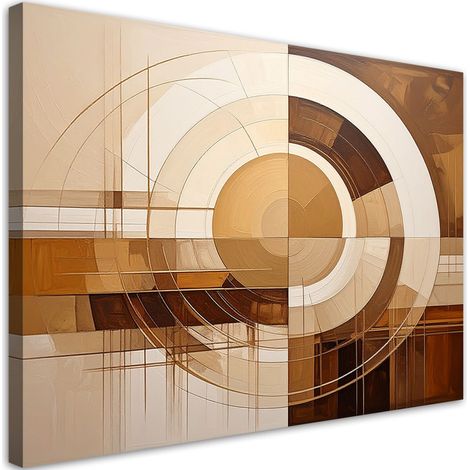 Quadro su tela, Cerchi astratti forme nei toni del beige, 90x60 (1/5)