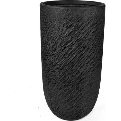 Köhko® Blumenkübel Pflanzkübel aus Fiberglas Pflanzübertopf ø24xH49 cm dunkelgrau Rund Übertopf