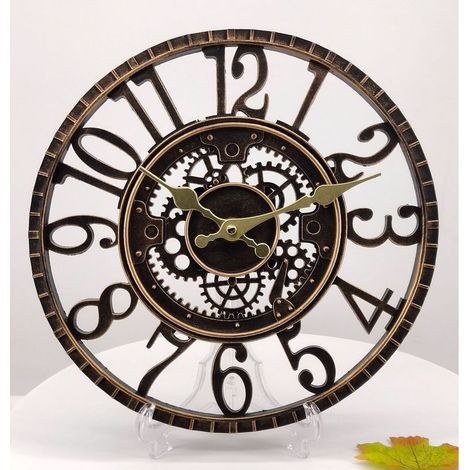 Horloge murale extérieure 30 cm étanche, style rétro pour jardin, cuisine et salon (non silencieuse)