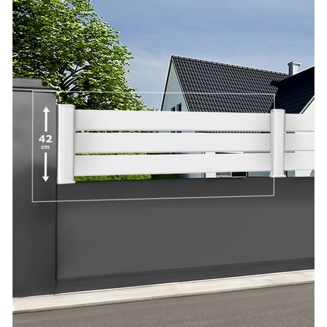 Module de clôture PVC blanc ajouré H 42 x L 150 cm ajourage horizontal (1/3)