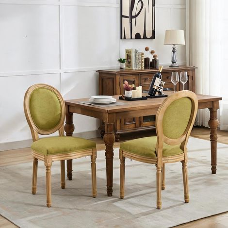 Chaise de salle à manger en bois massif style français tissu (1/5)