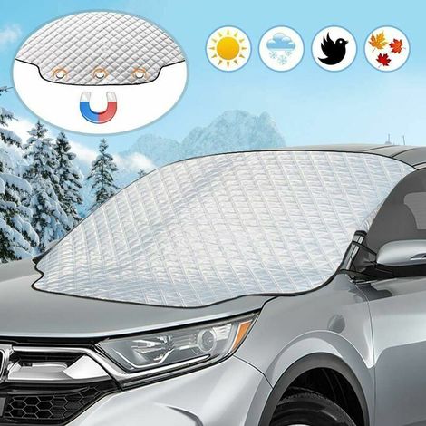 Couverture Pare-Brise Voiture, Bâche Pare Brise Protection, Magnétique Couverture Repliable Couverture de Pare-Brise Universelle, Anti Givre et Neige, Pluie, UV, Poussière Entretien des voit
