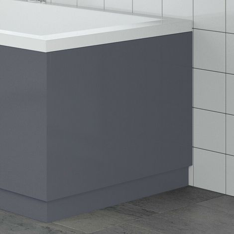 Modern Bathroom 700mm End Bath Panel 18mm MDF Grey Gloss Wooden Plinth Easy Cut (1/4)