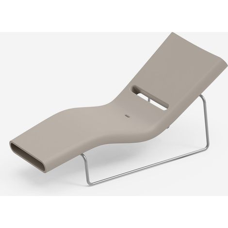 Sonnenliege Design aus Polyethylen für Garten, graues Gestell Esse - Beige (1/3)
