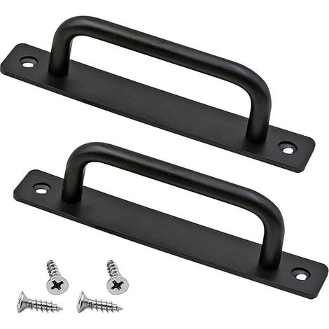 Aougo – Poignée de porte coulissante en alliage d'aluminium noir – Lot de 2 – Longueur 148mm – Entraxe 128mm – Antirouille et résistant aux empreintes (1/5)