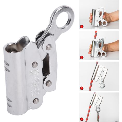 Dispositif Antichute Autoblocant 6KN en Acier Allié pour Sécurité en Hauteur, Escalade et Travaux sur Corde (1/5)