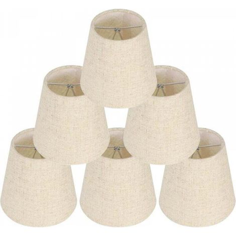 6 Pièces Abat-Jour pour Lampes de Table Lampe, abat jour clip, abat jour ,Remplacement Abat Jour en Lin Petits Abat Jour avec Clip pour Table de Chevet, Applique Murale en Cristal, Lustre de Bougeoir (1/5)