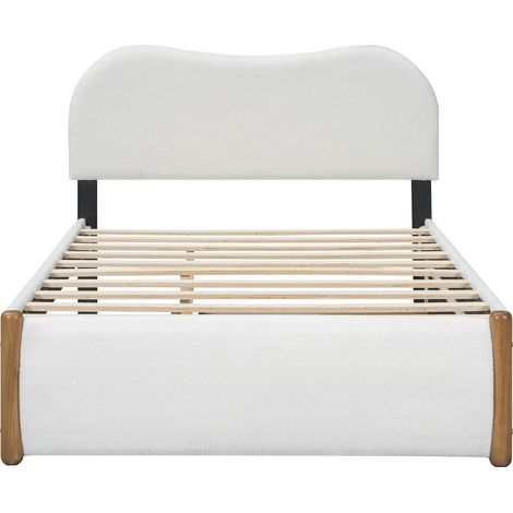 Letto imbottito 140 x 200 cm con letto estraibile, bianco, MODENUIT (1/5)