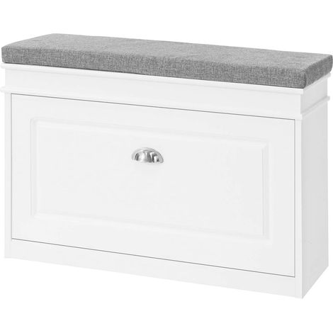 SoBuy Hallway Shoe Storage Cabinet with Flip-Drawer & Padded Sest ,ideal for a narrow corridor,FSR82-K-W