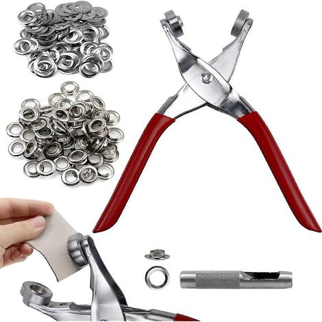 Kit d'outils pour œillets de 1/2 pouce avec 200 œillets métalliques argentés-- (1/5)