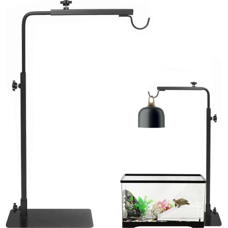 Support de lampe de chaleur reptile, réglable en hauteur et en largeur, pour terrariums de différentes hauteurs, lampe thermique pour reptiles, noir, incandescent (1/5)