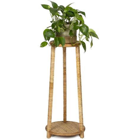 ANDREA HOUSE AX70236 Soporte Plantero Ratán Y Madera Ø31x73 CM - ref: AX70236