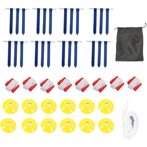 Ensemble de flag football comprenant des ceintures et des drapeaux pour enfants, adolescents et adultes, pour l'entraînement en intérieur et en extérieur (rouge et bleu). (1/5)