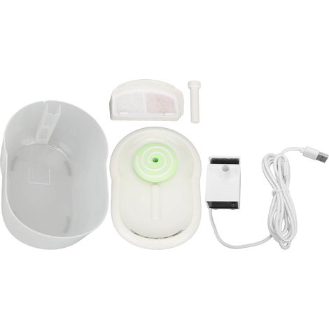 Fontaine à eau pour chat blanche, grande capacité, silencieuse, circulation filtrante automatique, distributeur d'eau multifonction pour animaux (1/5)