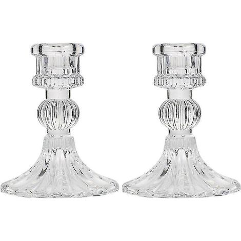 2 bougeoirs en verre