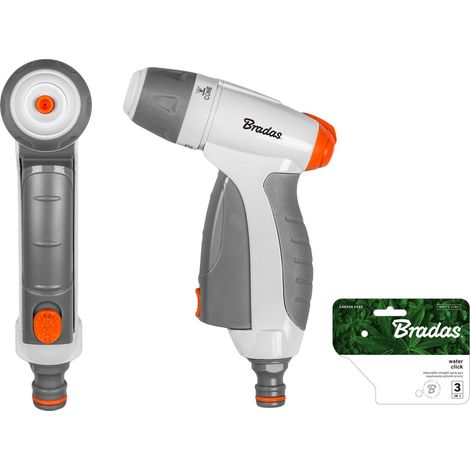 Gartenbrause 3-Funktionen regulierbare Spritzpistole stufenlos 1/2“ (1/2)