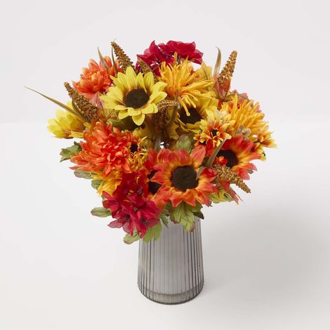 HOMESCAPES Artificial Foxtail Autumn Flower Bouquet, Set of 2 (1/5)