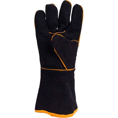 Gants de Soudeur en Cuir,Cuir avec coutures en kevlar,Gants résistants à la chaleur et au feu,Gants thermiques pour cheminée,poêle,four,grill,soudage,barbecue,support à marmite (1/5)