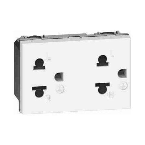 Prise double BTIKW4185 2P+T 16A 127/250 Vca, norme européenne-américaine