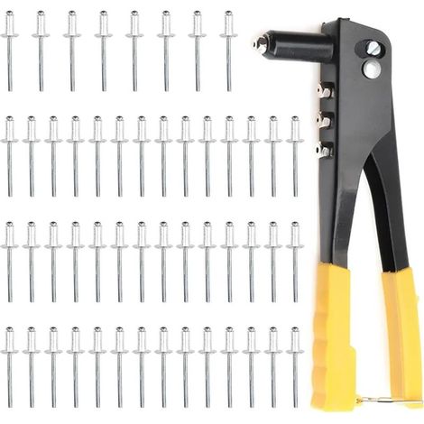 Pince à Rivets,Riveteuse Manuelle,Pince Rivet Aveugle,Pince à Riveter Professionnelle,Avec 50pcs 4,0mm rivets,Outil de rivetage convient pour le métal,Le plastique,Le cuir (1/5)