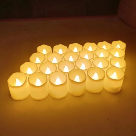 Lot de 24 bougies votives sans flamme 3,6 x 4,5 cm, LED scintillantes, à piles ou électriques, en vrac, pour Noël, piles incluses (1/5)