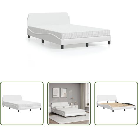 Matelas en mousse - Lit avec matelas Dover blanc 140x190 cm similicuir (1/5)