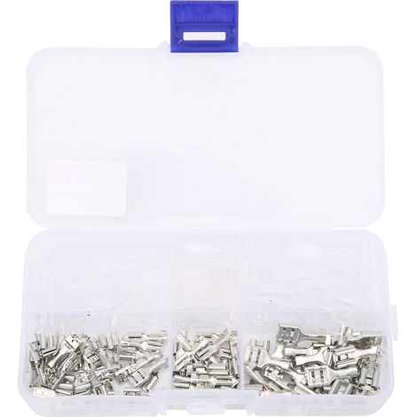Set mit 150 isolierten Crimp-Anschlüssen 2,8/4,8/6,3 mm, gemischten elektrischen Steckverbindern, Sortiment an Drahtklemmen, verschiedene Querschnitte. (1/5)