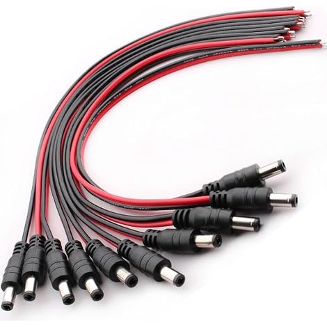 5.5 X 2.5mm DC Alimentation Pigtail Cables,18AWG 12V 5A DC d'alimentation Connecteur pour Vidéo Surveiller CCTV Caméra Câble LED Strip Connecteur DC (1/5)