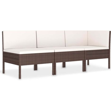 Maison Exclusive - Set Divani da Giardino 3 pz con Cuscini in Polyrattan Marrone (1/5)
