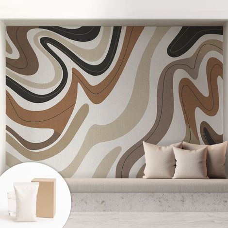 Papier peint intissé décoratif avec motifs pour salon et chambre a motif - Colle incluse gratuite Vagues harmonieuses 208x146 cm (1/5)