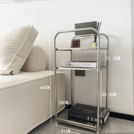 Étagère de Stockage en Acier Inoxydable, Modèle RS300, 3 Plateaux Élargis, Robustes et Faciles à Nettoyer, pour Salle de Bain ou Chambre, Dimensions 31x28cm (1/4)