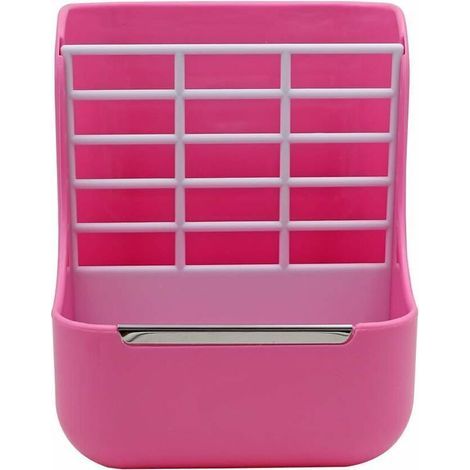 Mangeoire 2 en 1 pour animal domestique et châssis pour graminées pour lapins, chinchillas, cochons d’Inde, petits animaux, anti-morsure avec ensemble fixe (rose)