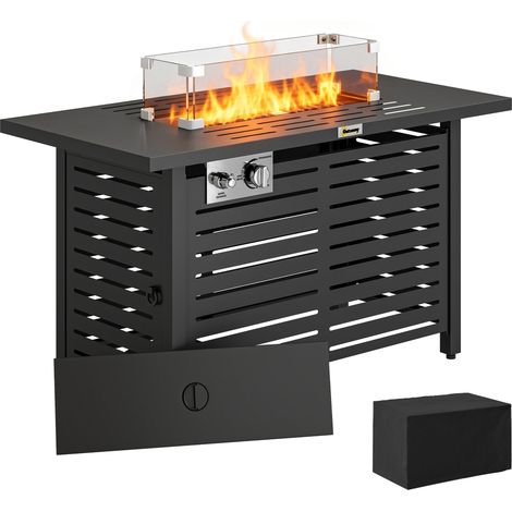 Outsunny Table W/ Rain Cover 50,000 BTU Outdoor Firepit