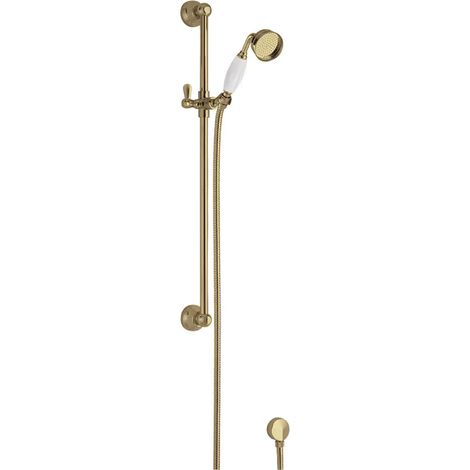 Hudson Reed Traditional Slider Shower Rail Kit with Traditional Handset - Brushed Brass