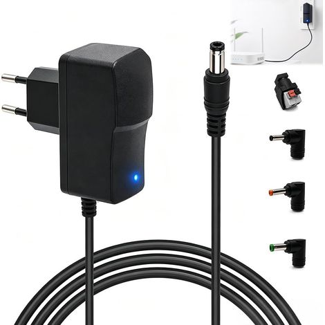 Alimentation 12V 2A avec fiches CC, Adaptateur Secteur pour LED 220V-230V AC DC Chargeur Universel pour Clavier Caméra, Jack 5,5 x 2,5mm, 4,0 x 1,7mm, 3,5 x 1,35mm, LED Adapter (1/5)