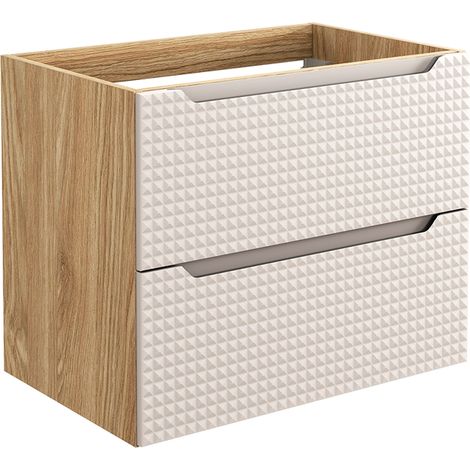 Waschtischunterschrank 70cm Mallory mit 2 Schubladen, Beige und Holzoptik