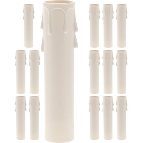 Manchons de Bougie en Plastique Blanc pour Lustres, Protection les Coulures, Forme Goutte D'eau, Lot de 15 Pièces Polyvalent pour Usage Domestique (1/5)