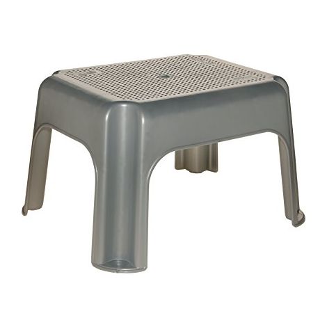 Sgabello lumarko Tim plastica argento compatto leggero