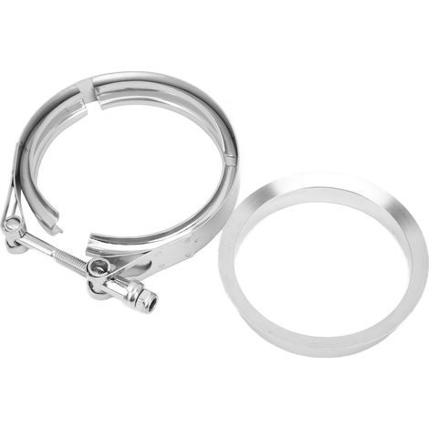 Auspuffschelle aus Edelstahl in V-Form mit V-Band-Klemme zum Schutz vor Rost. (1/5)