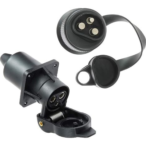 Eacal Prise Remorque 3 Broches et Fiche pour Remorque 12V, Prise Électrique 3 Broches Femelle Connecteur Prise Attelage Remorque Male 3 Broches Étanche pour Machines Agricoles, Camions, Bateaux (1/5)