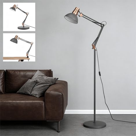 JCPYIUL Lampe sur pied style industriel rétro étroite, interrupteur à pression, 3 modes : lampe de bureau, lampe de table et lampe à clip. Pour salon, chambre et bureau (1/5)