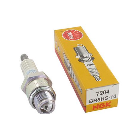 Candela di accensione NGK BR8HS-10 con oliva monoblocco. Equivalente Champion RL78C.