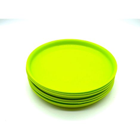 Lot de 6 assiettes de 18 cm - En plastique - Pour fête, enfant - Vaisselle de camping - Vert citron