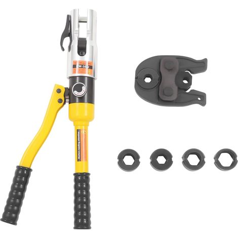 Outil de sertissage hydraulique, force de sertissage de 10 tonnes, tête rotative à 360°, 5 matrices (12–28 mm) pour tubes en cuivre, mallette de transport incluse pour installations de plomberie. (1/5)