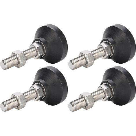 Supports de nivellement de meubles, filetage M12, niveleur d'établi, pieds de Support en Nylon, Base ronde de 50mm, noir, 4 pièces (1/5)